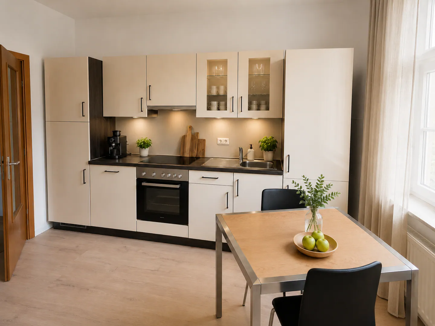 Eingerichtete Küche mit Essplatz in einer SecondHome Projektwohnung