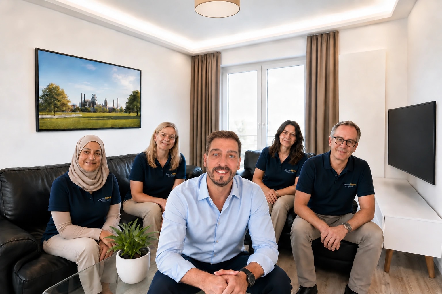 Visualisierte Übergangsdarstellung des SecondHome-Teams in einem Komfort-Apartment